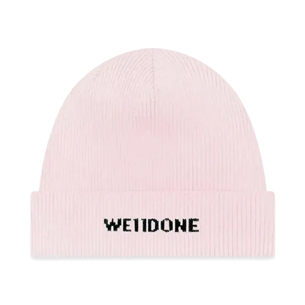 WE11DONE Logo Knit Beanie "Light Pink"
