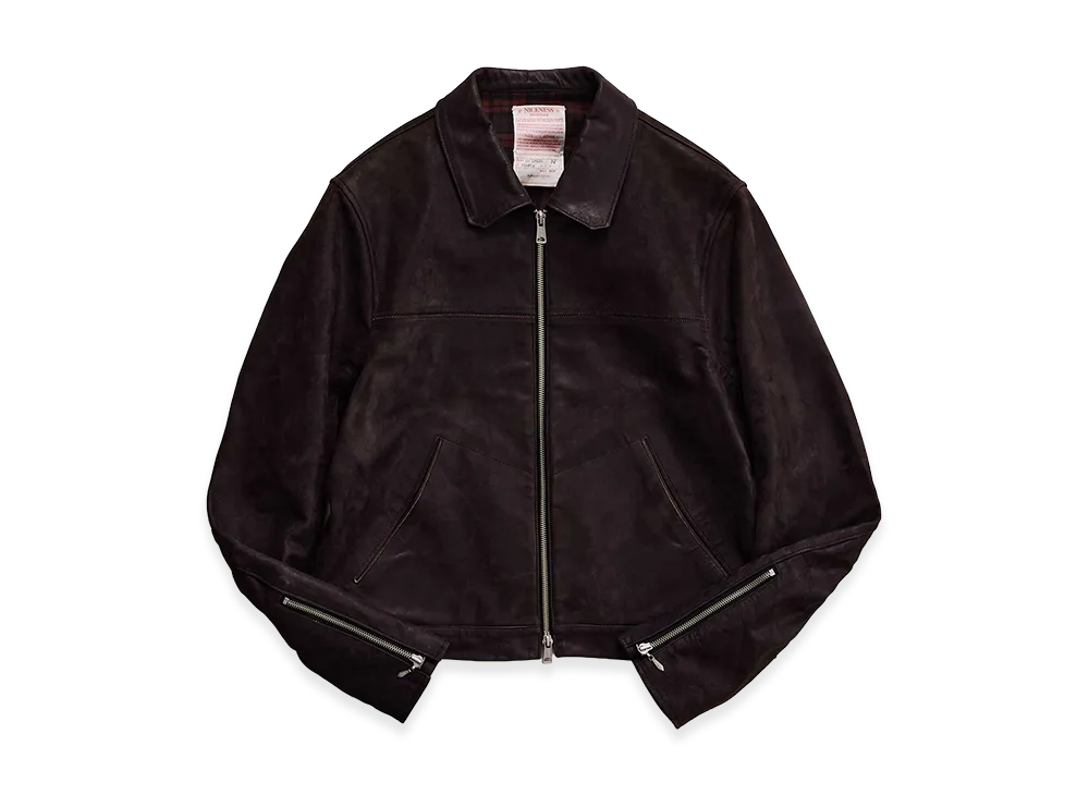 NICENESS Sumner Oiled Leather Riding Jacket "Choco"