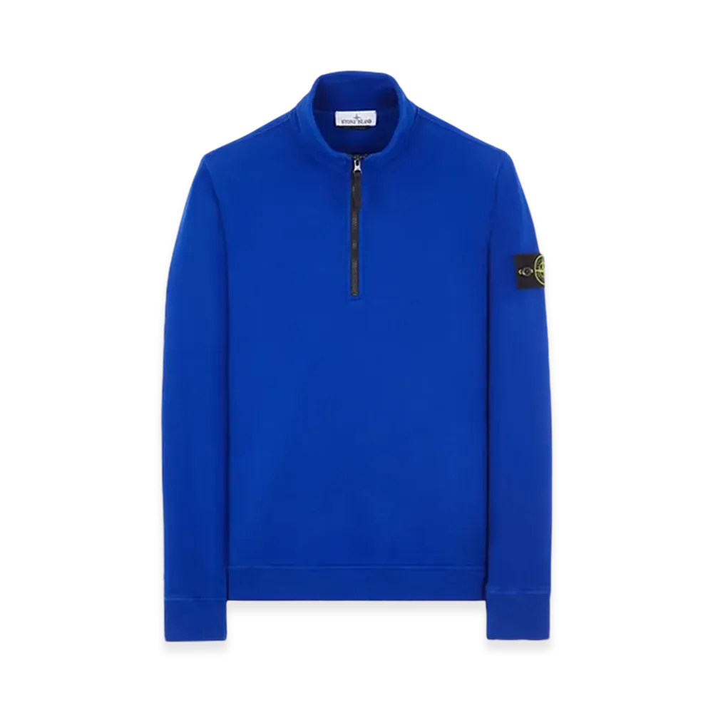 Stone Island 62720 Brushed Cotton Fleece Garment Dyed Half Zip Up Sweatshirt - 23FW "Ultramarine Blue"