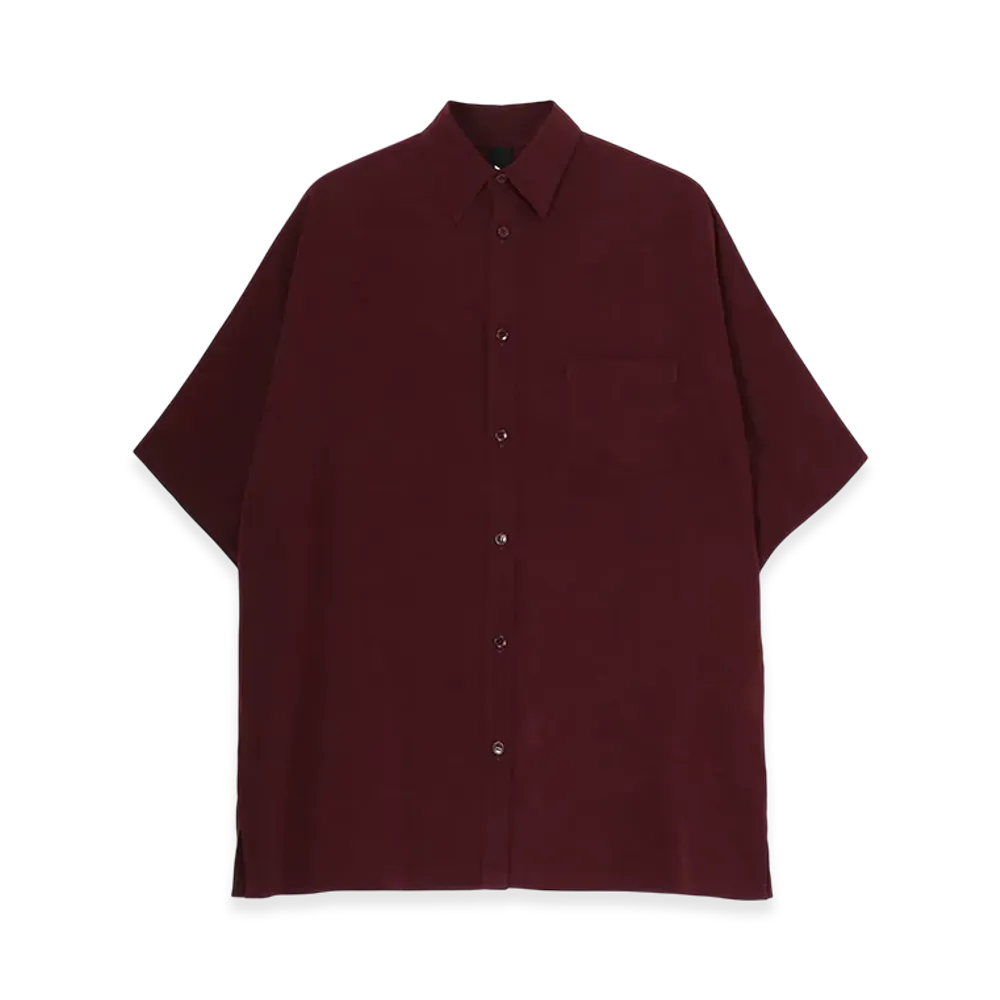 Ground Y Crepe De Chine Front Dolman Big Short Sleeved Shirt "Bordeaux"