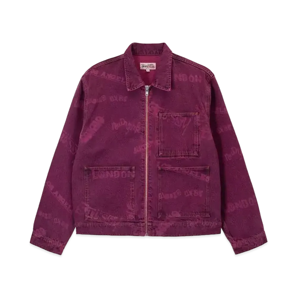 Stussy Worldwide Zip Work Jacket "Fucshia"