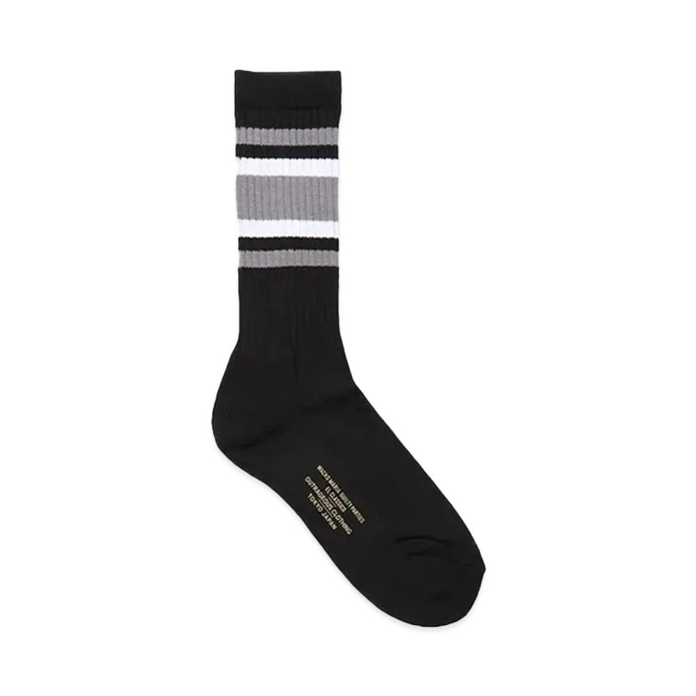 WACKO MARIA Striped Jacquard Socks "Black/Gray"