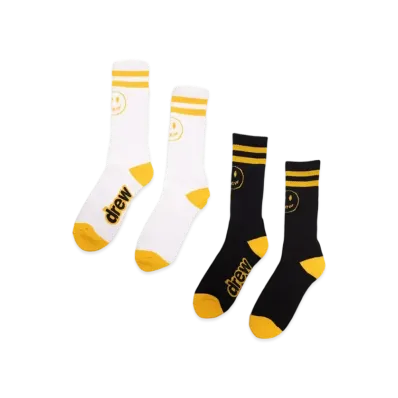 drew house 2 pack mascot stripe socks "Black White"