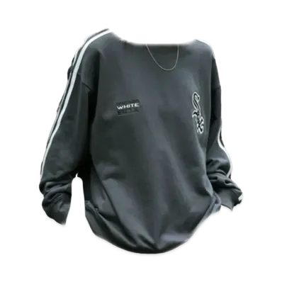 MLB Exclusive Set Up Patch Embroidery Side Line Big Silhouette Pullover Sweatshirt & Sweatpants "Chacoal"