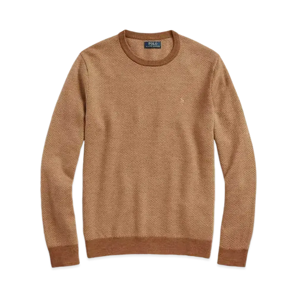 Polo Ralph Lauren Herringbone-Knit Washable Wool Sweater "Brown"
