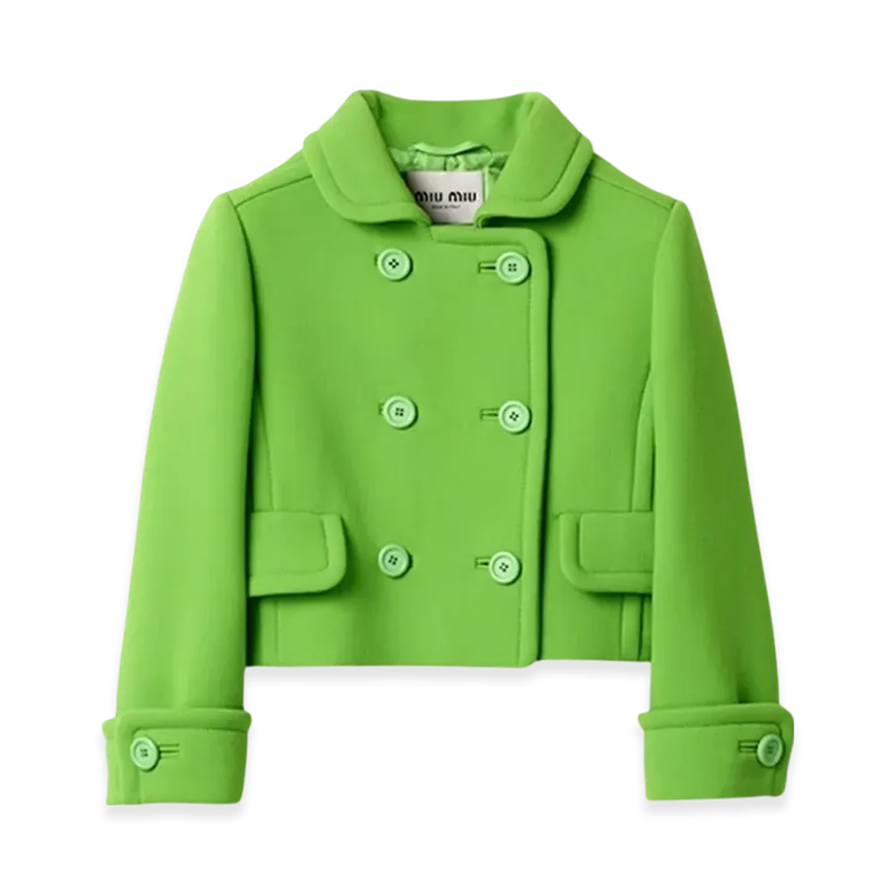 MIU MIU Women's Double-Breasted Natte Jacket "Apple Green"