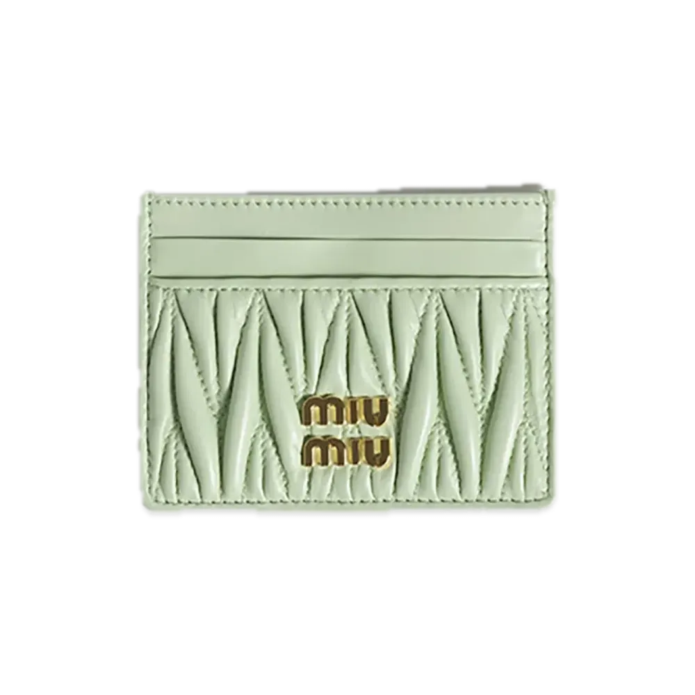 MIU MIU Matelasse Leather Card Case "Pastel Green"