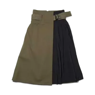 atmos pink Asymmetrical Pleated Wrap Skirt "Khaki"