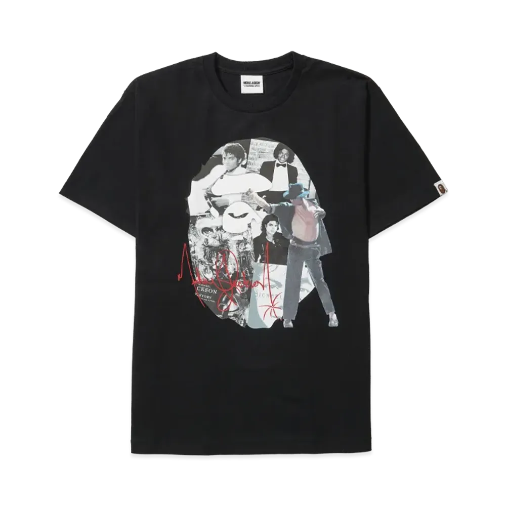 A BATHING APE x MICHAEL JACKSON Album Jacket Ape Head Tee "Black"