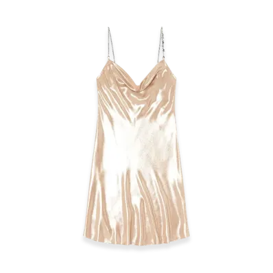 Diesel D-Minty Short Metallic Dress With Cowl Neck "Beige"
