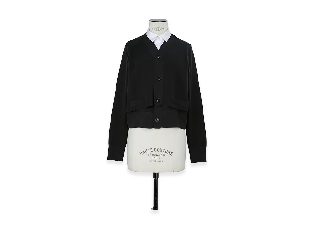 sacai Women's Poplin x Cotton Knit Cardigan "Black/Off White"