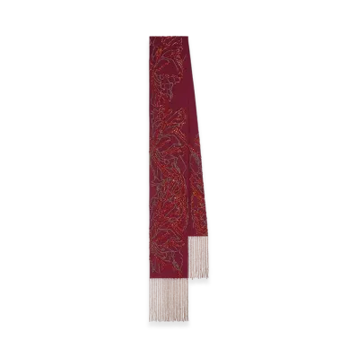 DRIES VAN NOTEN Women's Embellished Silk Scarf "Burgundy"