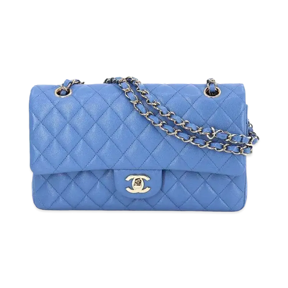 CHANEL Matelasse 25 Chain Shoulder Bag Caviar Skin Leather "Blue"