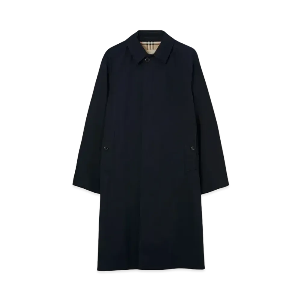 Burberry Men's Long Camden Heritage Car Coat "Coal Blue"