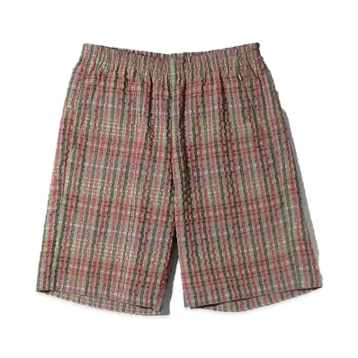 Needles Basketball Short - Pe/R Chiffon Sucker Plaid "Green"