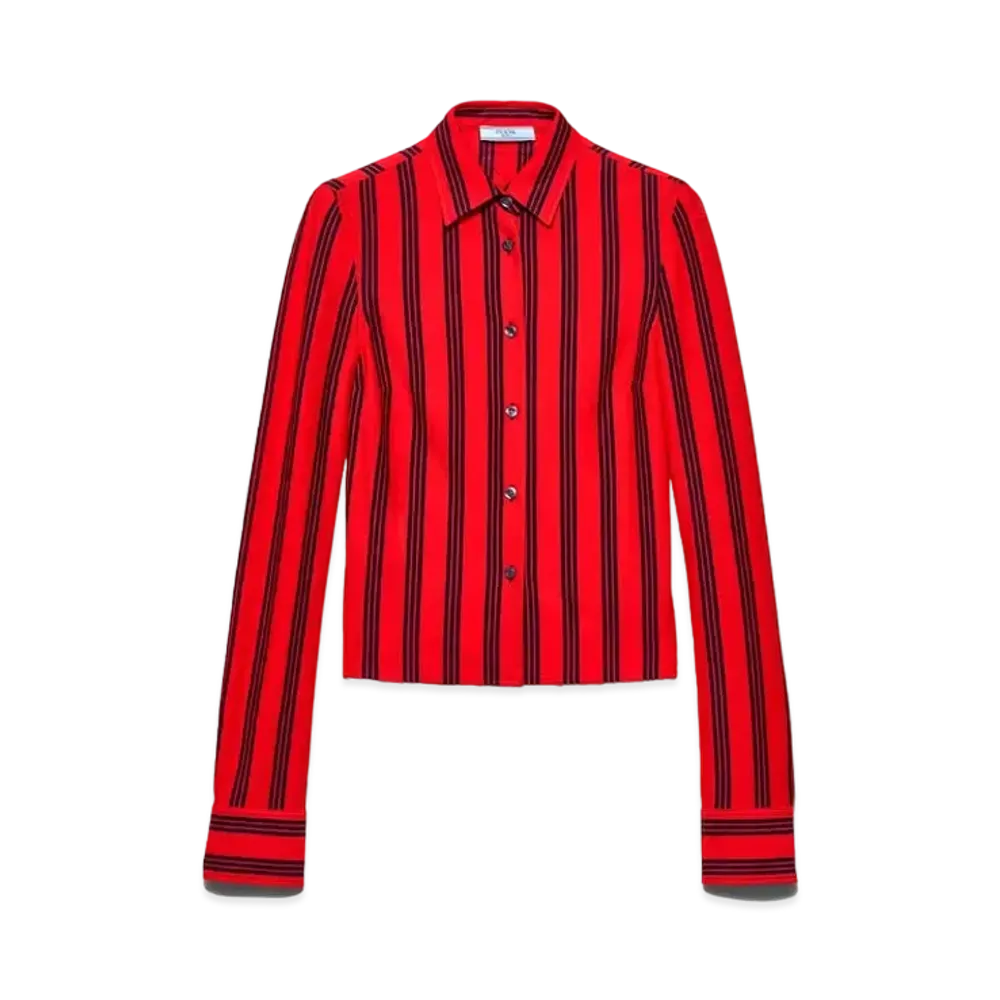 PRADA Women's Striped Pique Shirt "Red"
