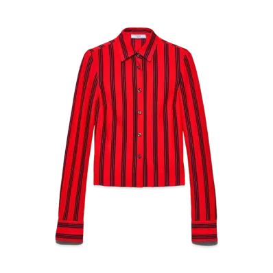 PRADA Women's Striped Pique Shirt "Red"