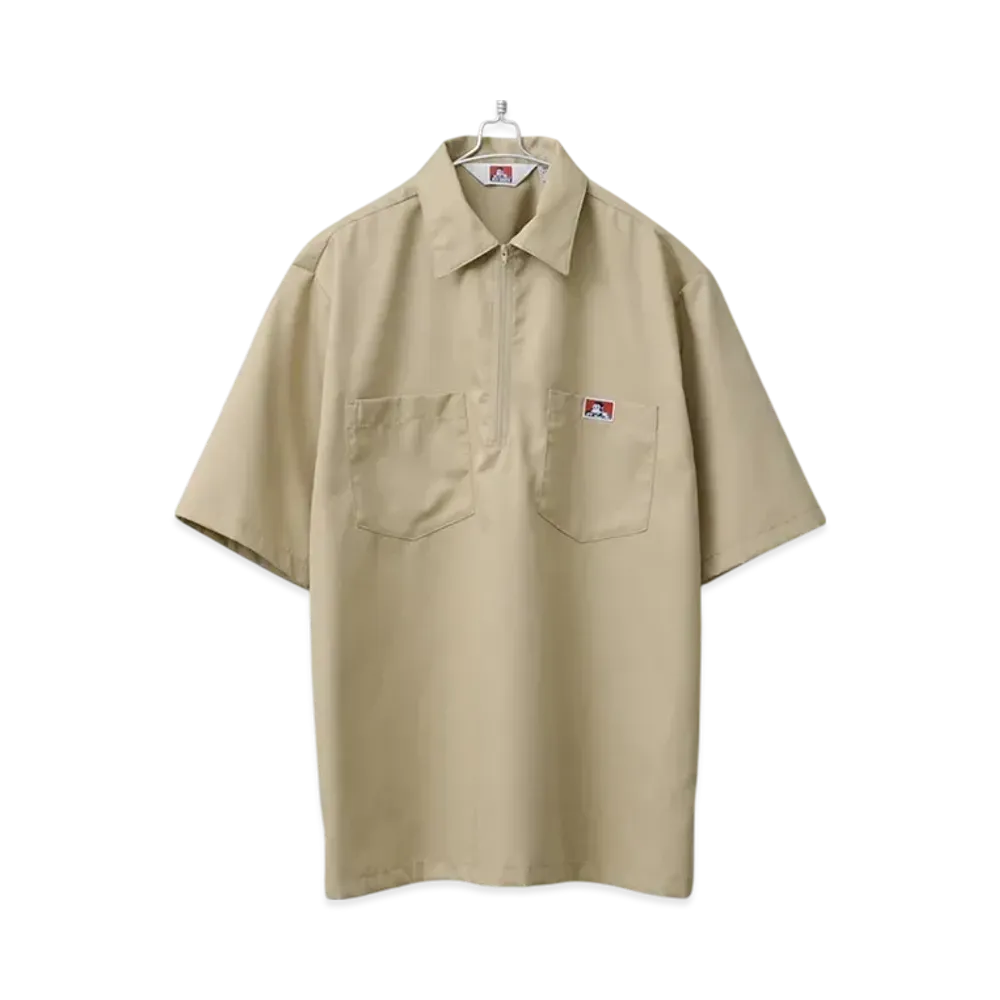 BEN DAVIS Half Zip Shirt "Beige"