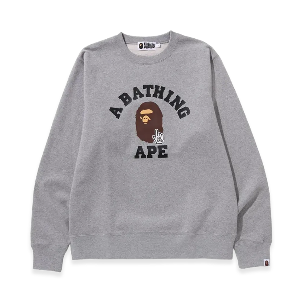 A BATHING APE Go Ape Pointer College Crewneck "Gray"