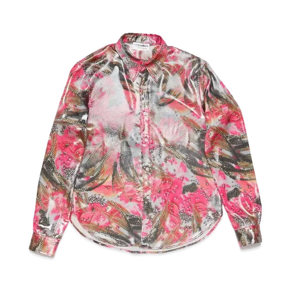 Acne Studios x Per B. Sundberg Foil Print Button Up Shirt "Pink Multicolor"