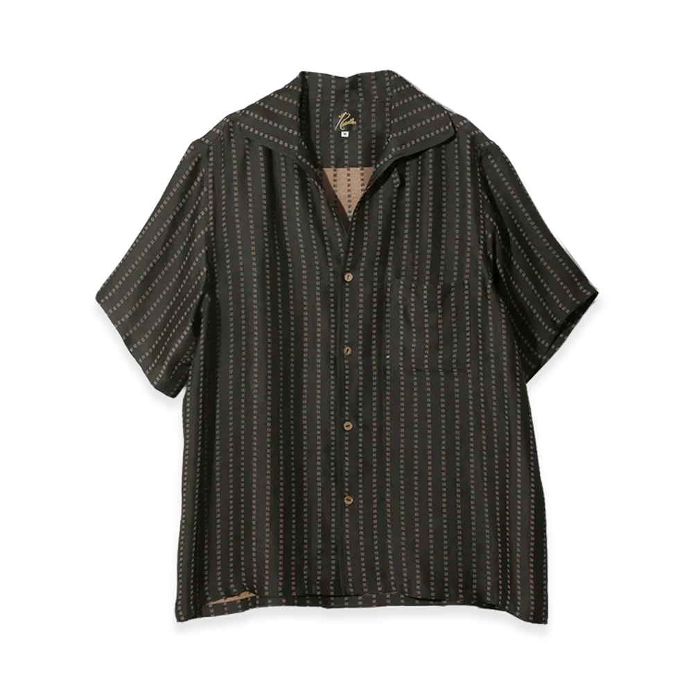 NEEDLES S/S Italian Collar Shirt Jacquard Cloth "Square"