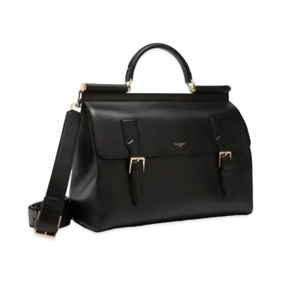 Dolce&Gabbana Mon-Reale Travel Bag Calfskin Brand Logo "Black"