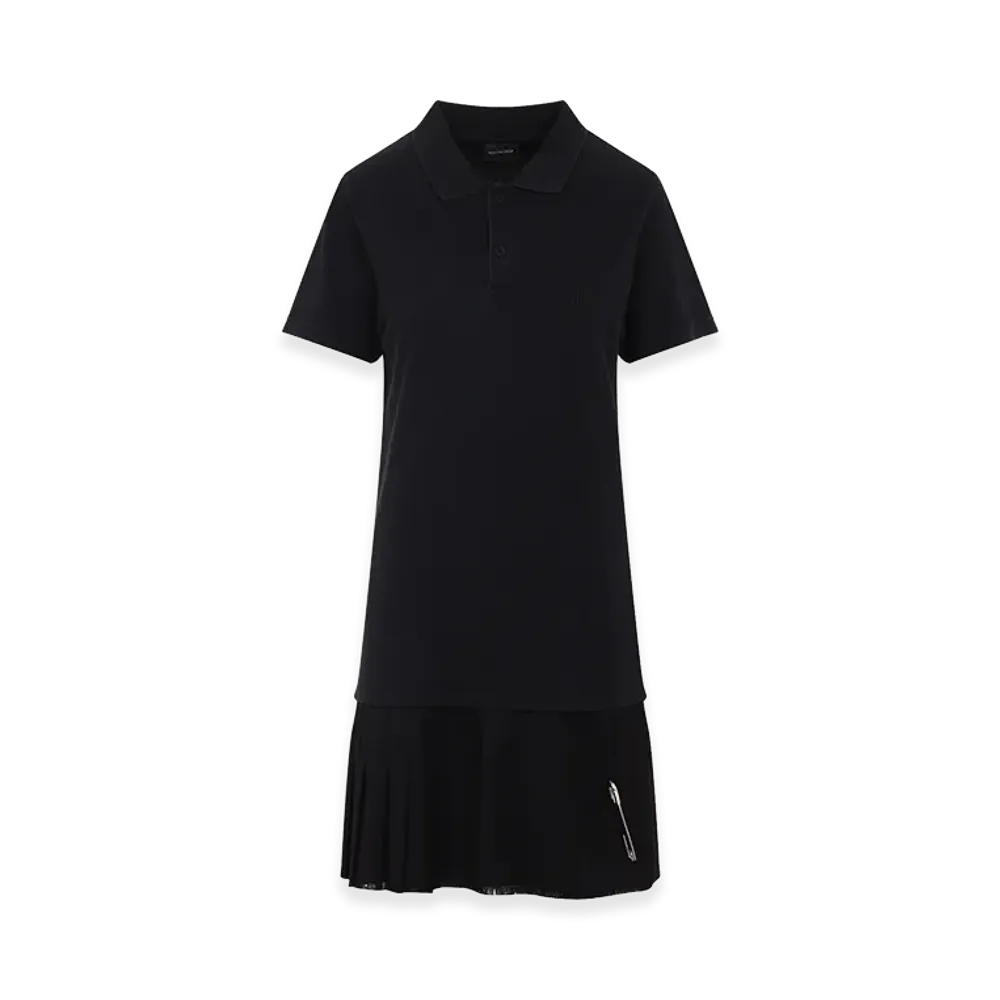 BALENCIAGA Women's Layered Polo Mini Dress "Black"