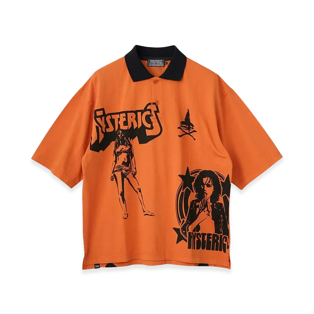 HYSTERIC GLAMOUR Metal Guid Polo Shirt "Orange"