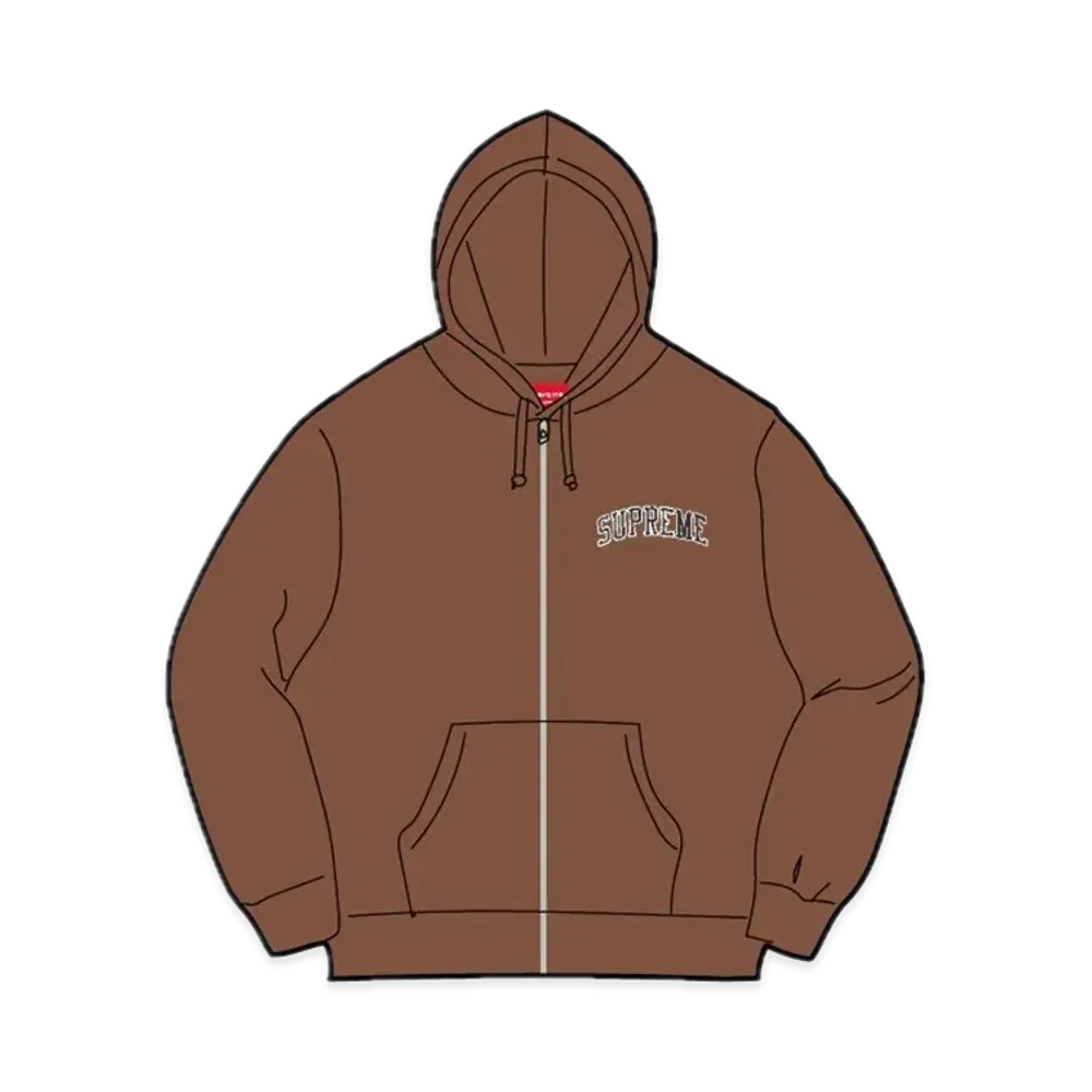 Supreme x Mitchell & Ness Doughboy Zip Up Hooded Sweatshirt "Brown"