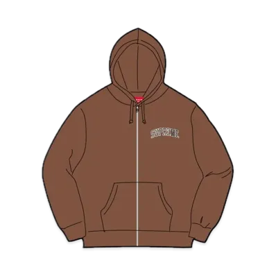 Supreme x Mitchell & Ness Doughboy Zip Up Hooded Sweatshirt "Brown"
