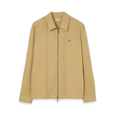 Burberry Check Cotton Zip Overshirt "Sandstorm Beige"