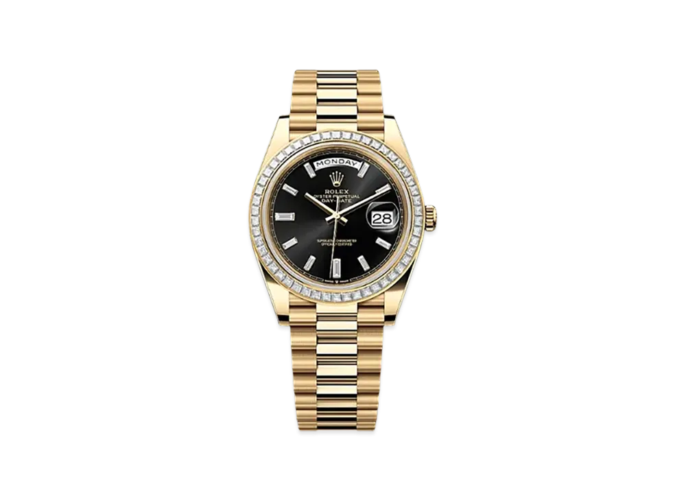ROLEX Day-Date 40mm Yellow Gold Diamond 228398TBR "Bright Black"