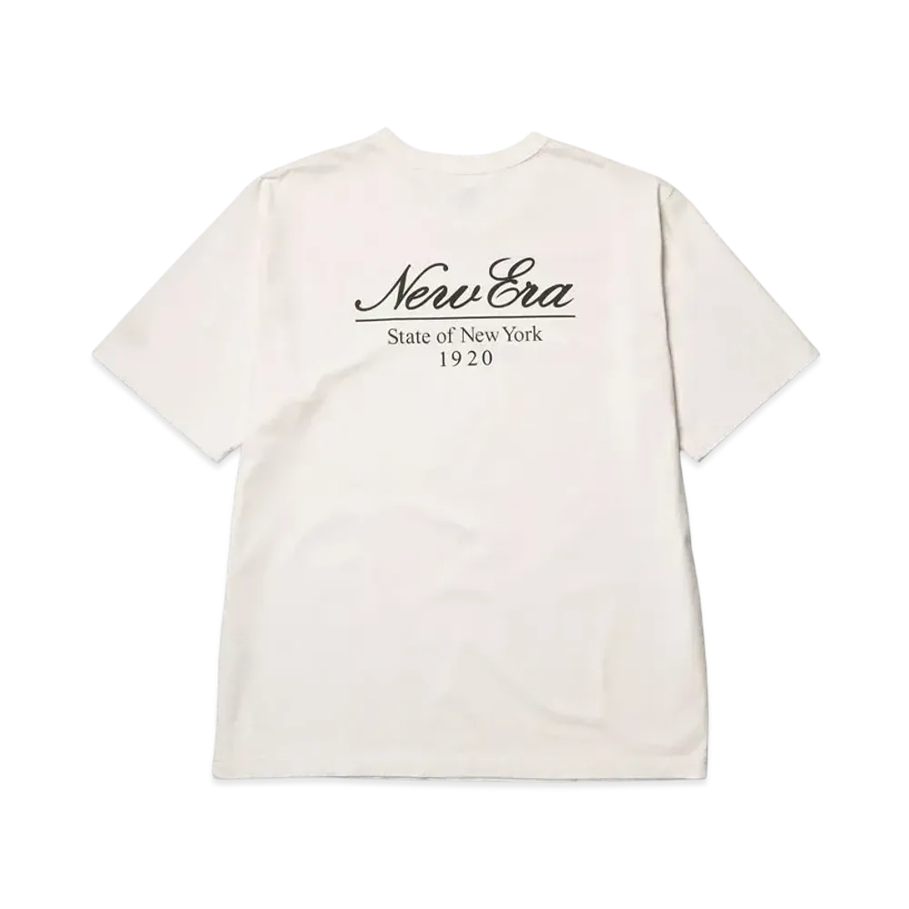 NEW ERA Short Sleeve Washed Cotton T-shirt Classic Script Logo "Off White"