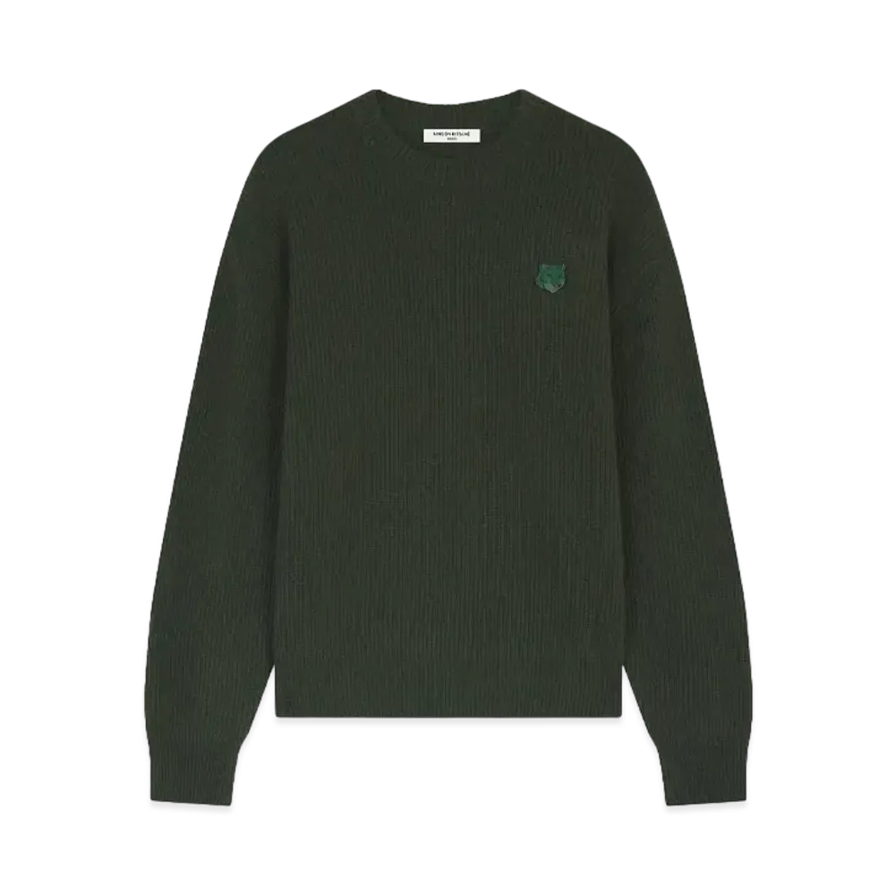 Maison Kitsune Bold Fox Head Patch Comfort Rib Jumper "Ranger Green"