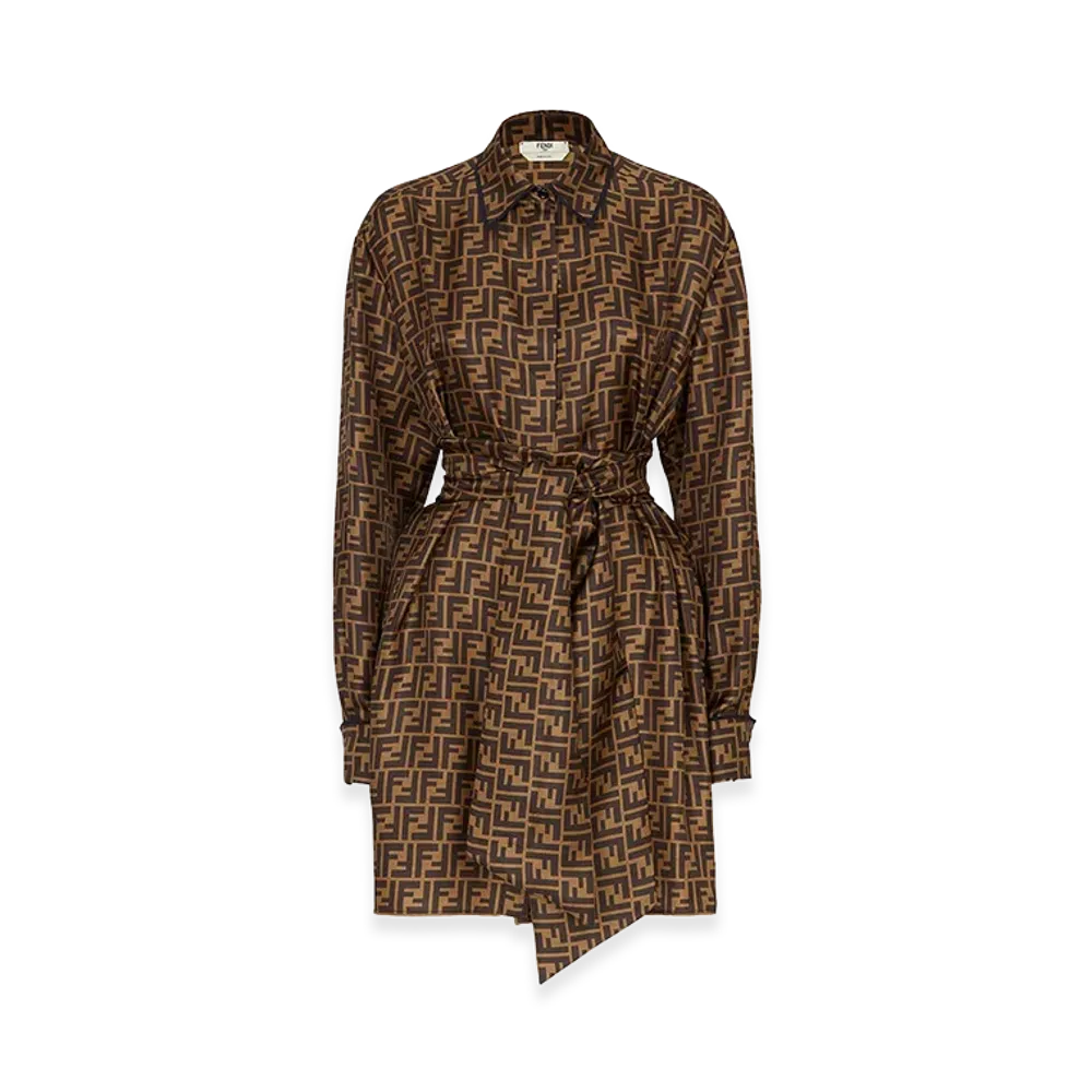 FENDI Women's FF Monogram Dress "Brown"