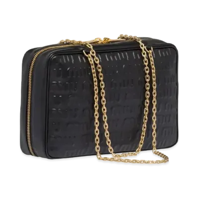 MIU MIU Leather Top-Handle Bag With Embossed Logo "Black"