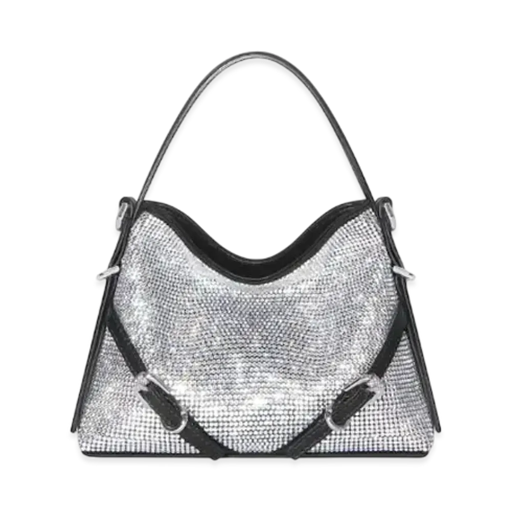 GIVENCHY Nano Voyou Bag In Satin With Strass "Light Silvery"