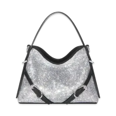 GIVENCHY Nano Voyou Bag In Satin With Strass "Light Silvery"