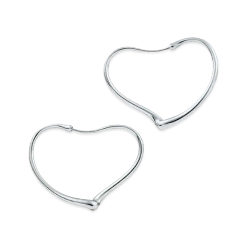 Tiffany & Co. Elsa Peretti Open Heart Hoop Earrings "Silver"