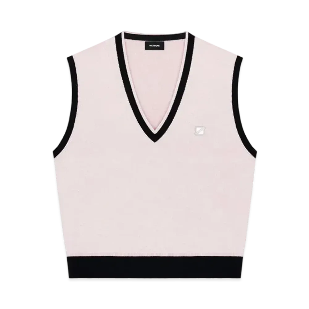 WE11DONE Metal Logo Detail Knit Vest "Light Pink"