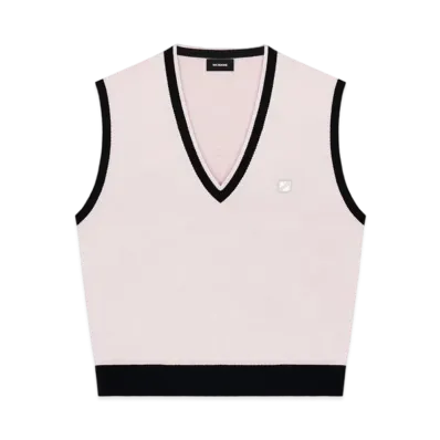 WE11DONE Metal Logo Detail Knit Vest "Light Pink"