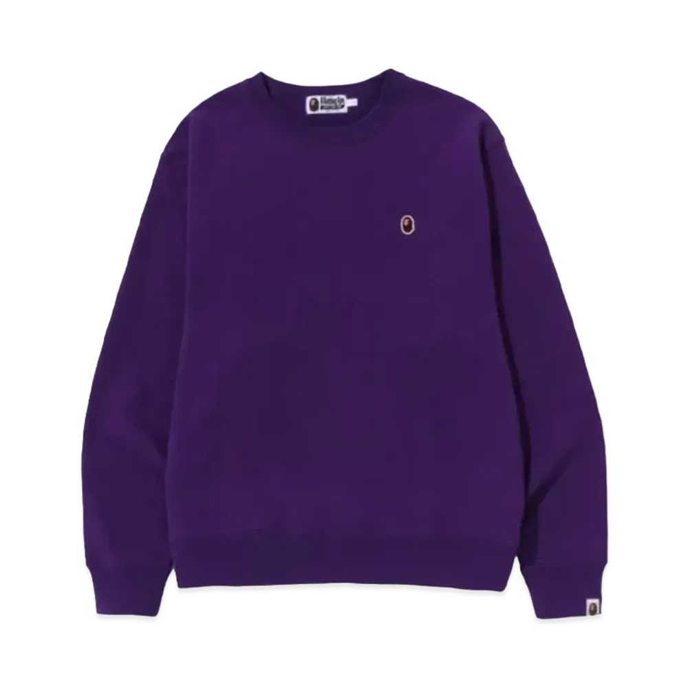 A BATHING APE Ape Head One Point Relaxed Fit Crewneck M "Purple"
