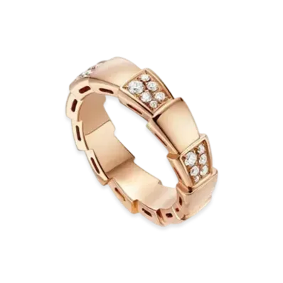 BVLGARI Serpenti Viper Ring Demi Pave Diamond "Pink Gold"