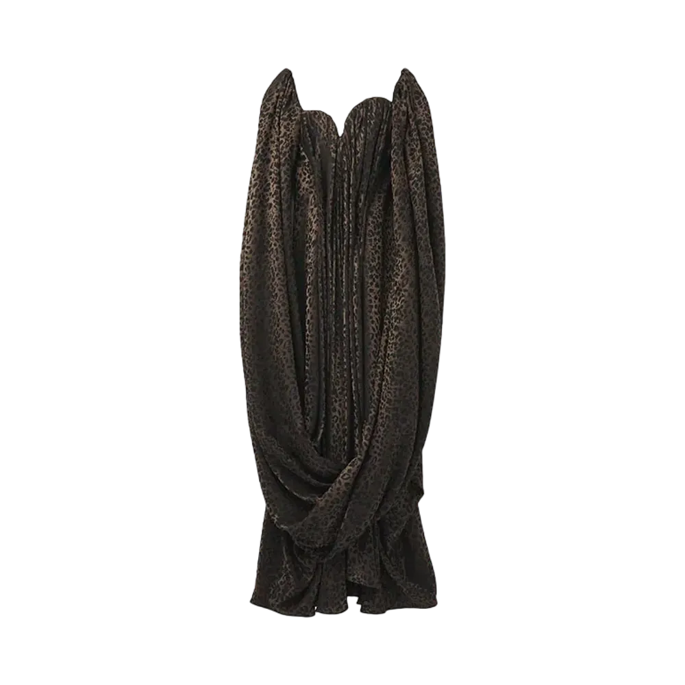 Alexander McQUEEN Leopard Jacquard Single Sleeve Dress "Black"