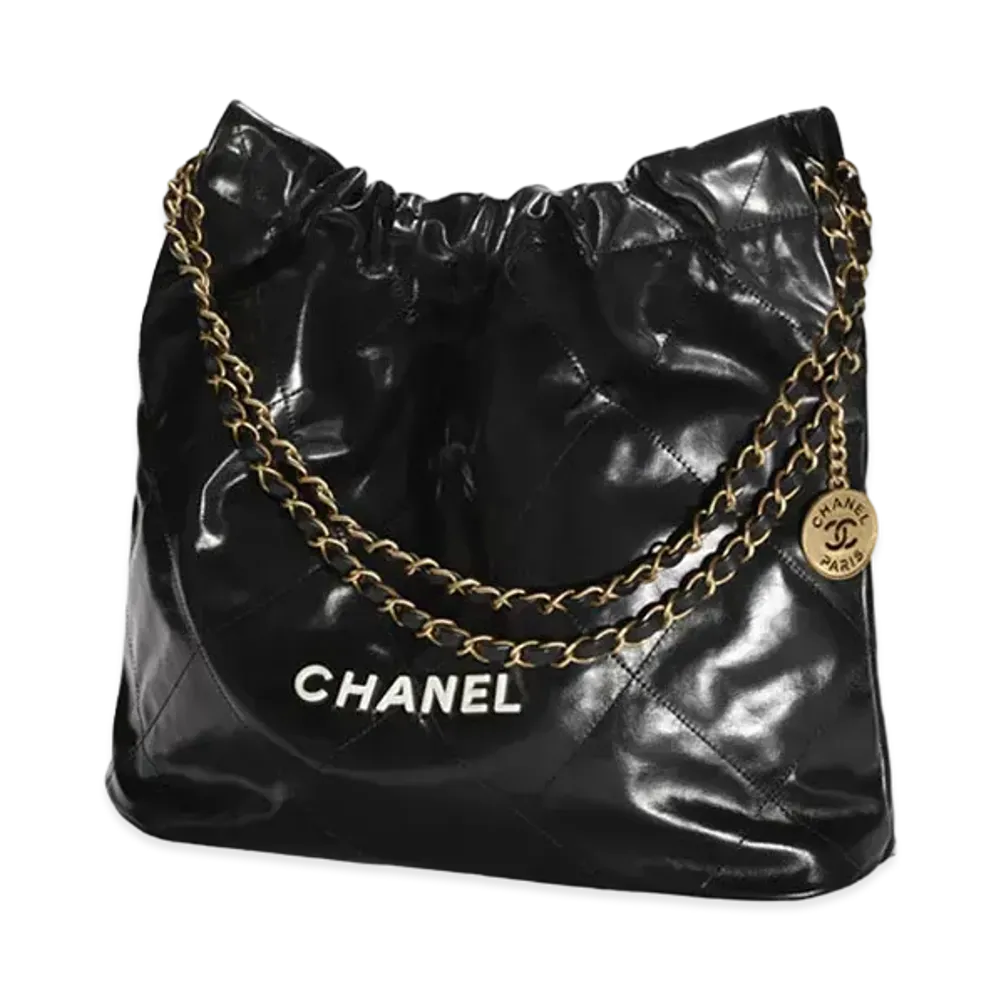 CHANEL 22 Hand Bag Shiny Calfskin "Black/White"