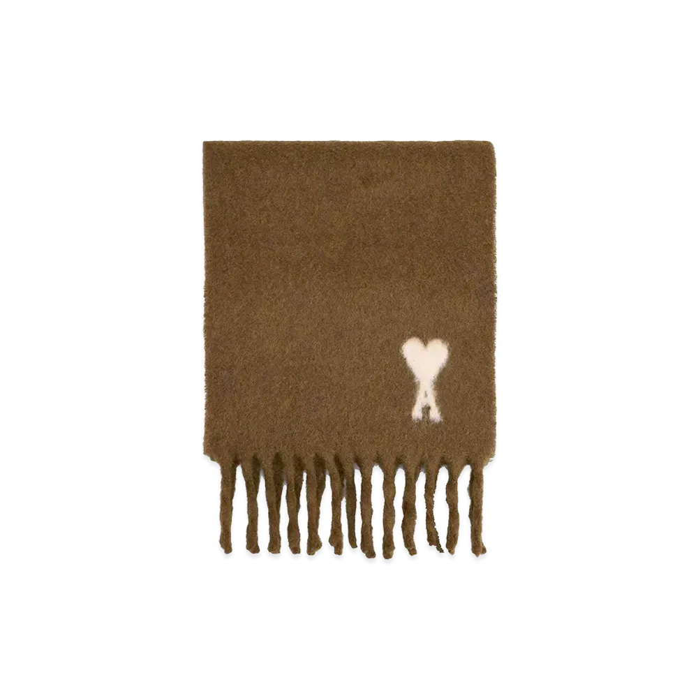 AMI PARIS Scarf Embroidered ADC Logo "Brown"