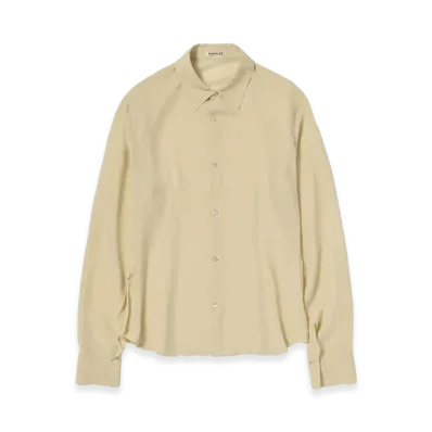 AURALEE Women's Airy Silk Georgette Shirt "Light Yellow"