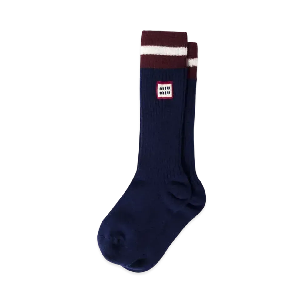 MIUMIU Wool and Cashmere Socks "Navy"