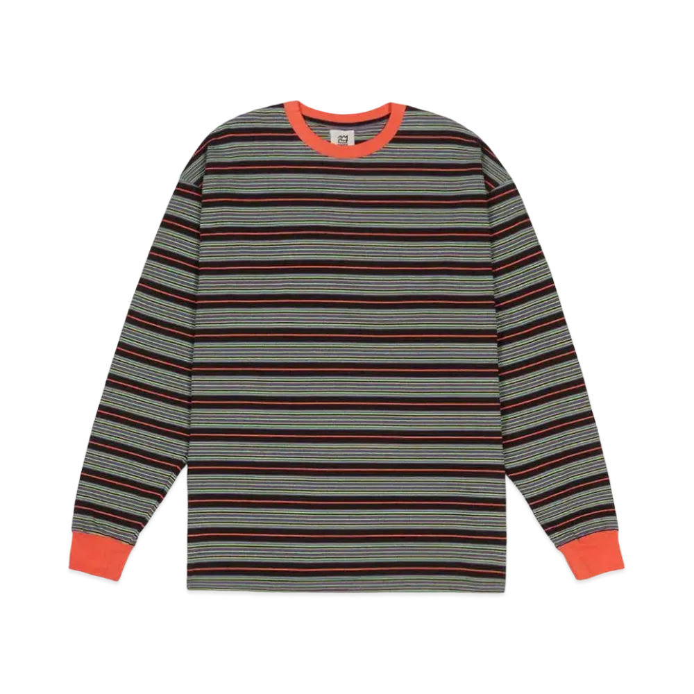 NNBF MULTI BORDER L/S T-SHIRTS "BLACK"