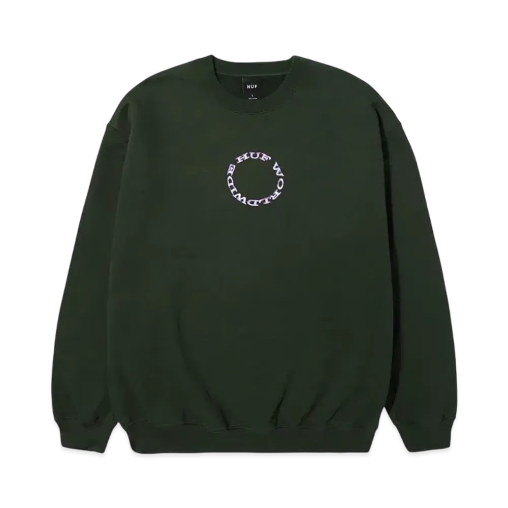 HUF Winter 24 Hard Note Crewneck "Hunter Green"